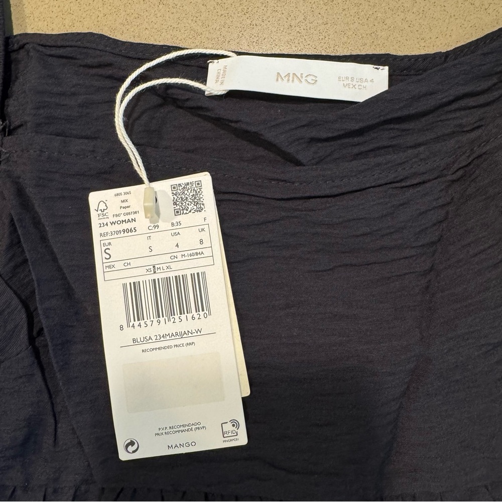 Mango Black Puff Sleeve Blouse - Picture 5 of 6